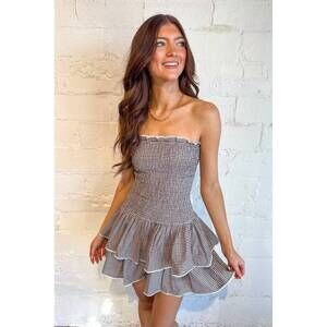 NEW BUTTERMELON boulevard ready smocked dress in brown